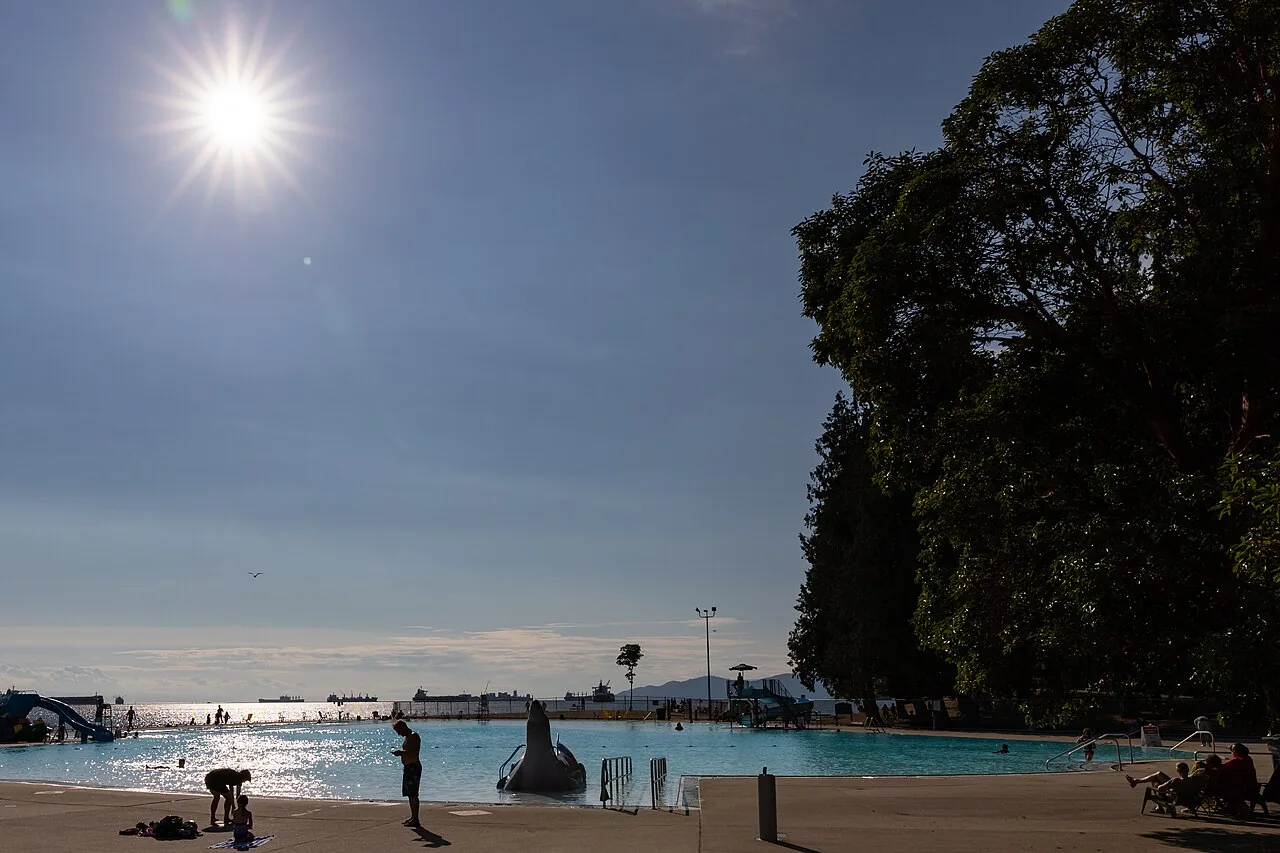 Second Beach Pool beside the ocean in afternoon sunlight